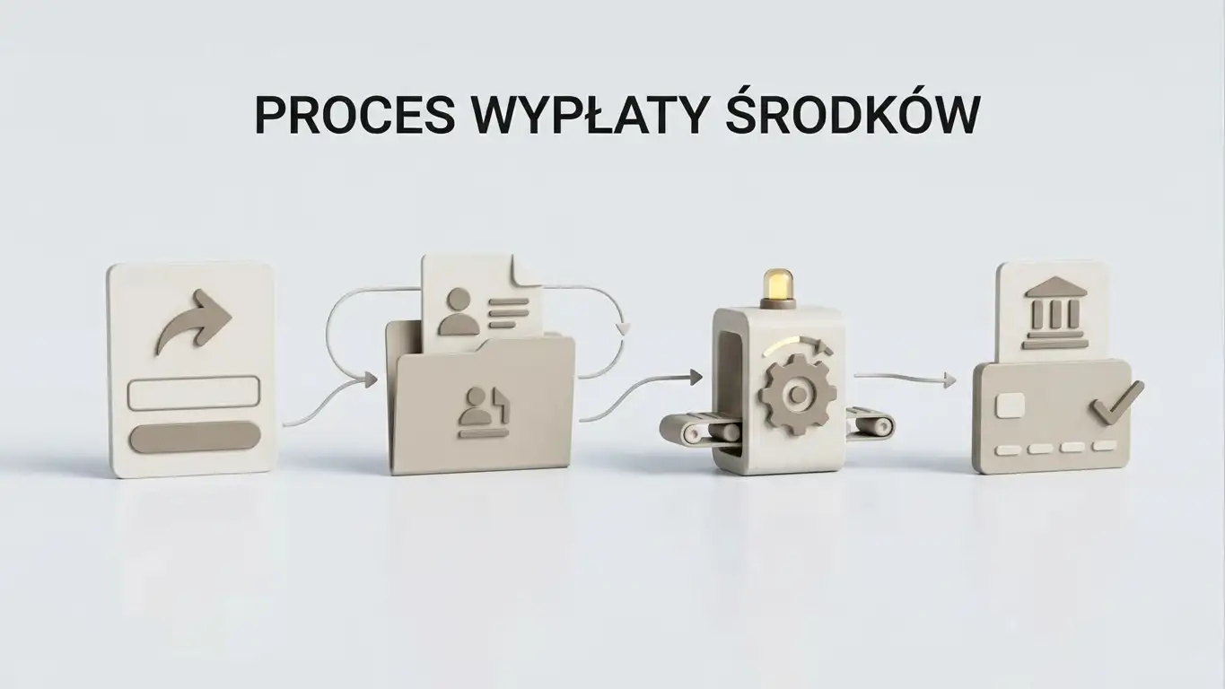 Schemat procesu wypłaty od zlecenia przez weryfikację do rachunku