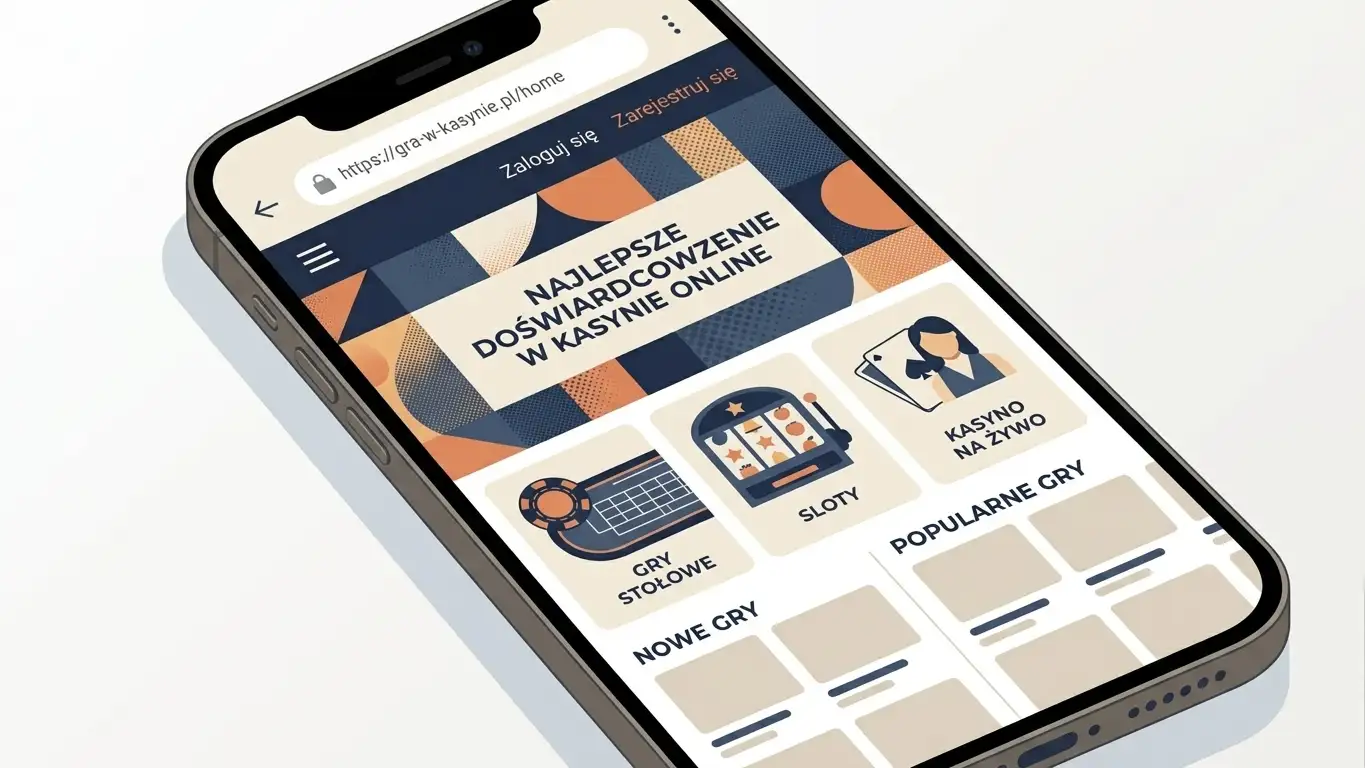 Neutralny smartfon z mobilną stroną kasyna w przeglądarce